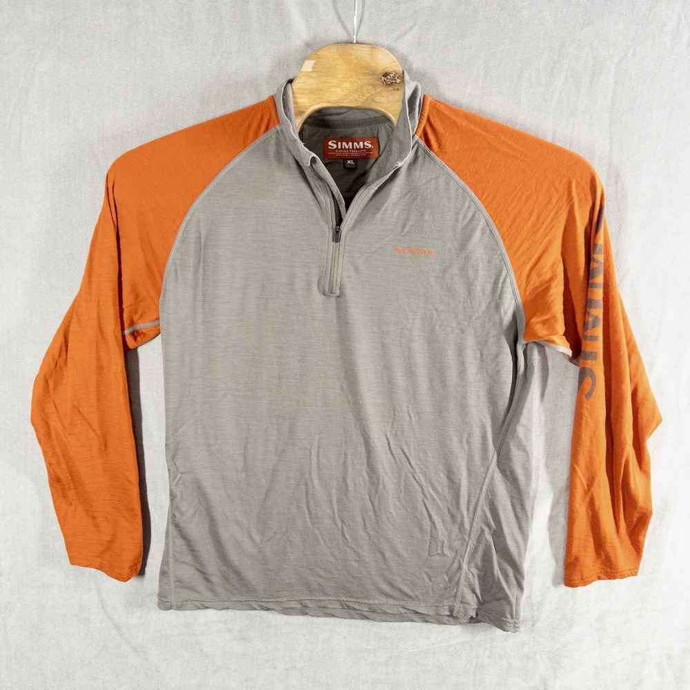 Simms‎ Fishing Wool Blend Ragland Qtr Zip Shirt Womens XL Gorpcore Outdoors Lake